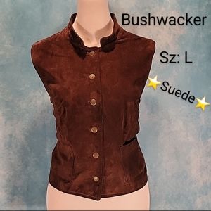 '"Suede Bushwacker Brand Vest in Dark Brown w/ Decorative Buttons